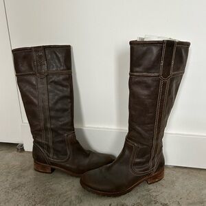 Brown Leather Knee-High Boots